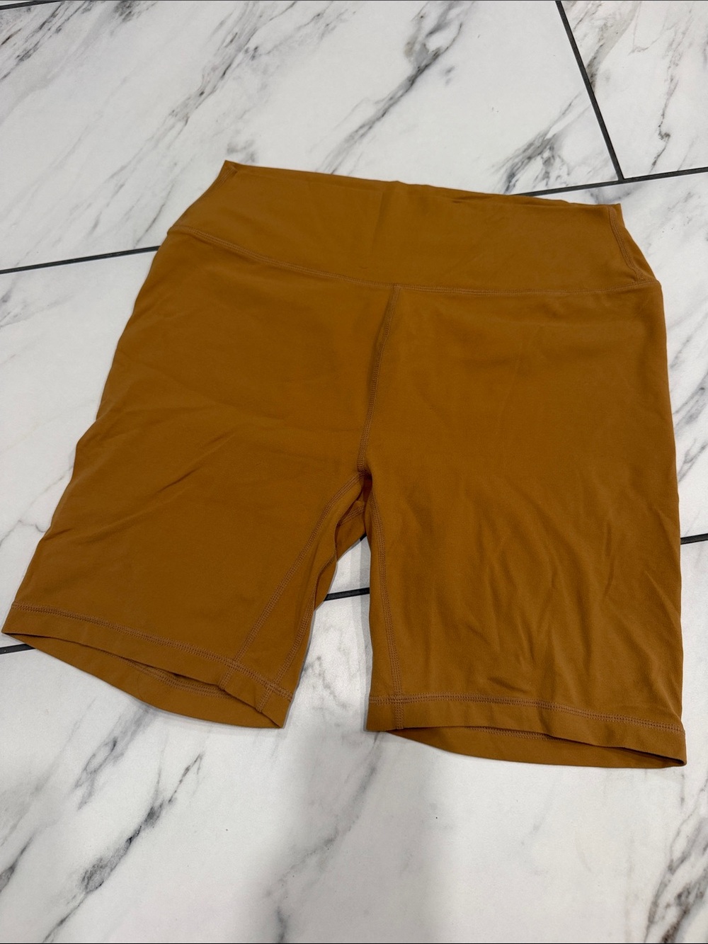Women's High-Waist Bike Shorts in Rust Brown